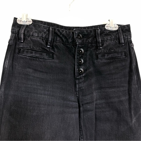 Free People Black Avendale Wide Leg Button Fly Jeans size 24 - Picture 3 of 11